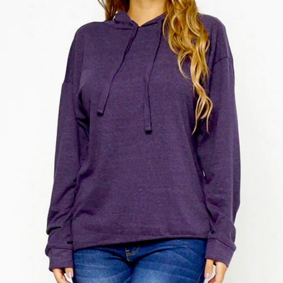 Tops - Dark Purple Hoodie Sweatshirt